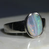 Australian Solid Boulder Opal Silver Ring - Size 7.5