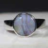 Australian Solid Boulder Opal Silver Ring - Size 7