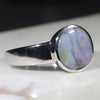 Australian Solid Boulder Opal Silver Ring - Size 7