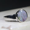 Australian Solid Boulder Opal Silver Ring - Size 7