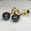 Natural Australian  5mm Boulder Opal Matrix Gold Earring Studs