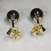 Natural Australian  5mm Boulder Opal Matrix Gold Earring Studs
