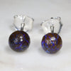 Australian Boulder Opal Matrix Silver Earring Studs