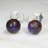 Australian Boulder Opal Matrix Silver Earring Studs