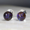 Australian Boulder Opal Matrix Silver Earring Studs