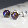 Australian Boulder Opal Matrix Silver Earring Studs