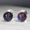 Australian Boulder Opal Matrix Silver Earring Studs