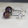 Australian Boulder Opal Matrix Silver Earring Studs