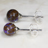 Australian Boulder Opal Matrix Silver Earring Studs