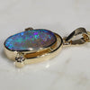 Natural Australian Boulder  Opal  and Diamond  Gold Pendant