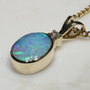 Natural Australian Boulder  Opal  and Diamond  Gold Pendant