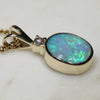 Natural Australian Boulder  Opal  and Diamond  Gold Pendant