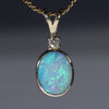 Natural Australian Boulder  Opal  and Diamond  Gold Pendant
