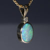 Natural Australian Boulder  Opal  and Diamond  Gold Pendant