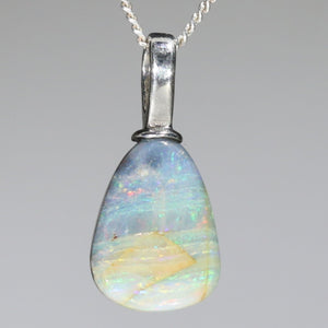 Natural Australian Boulder Opal Silver Pendant