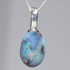 Australian Boulder Opal Silver Loop Pendant with Silver Chain Code-SD97