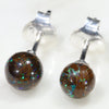 Australian Boulder Opal Matrix Silver Earring Studs ( 6mm x 6mm) Code-SE235