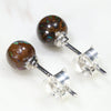 Australian Boulder Opal Matrix Silver Earring Studs ( 6mm x 6mm) Code-SE235