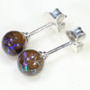 Australian Boulder Opal Matrix Silver Earring Studs (6mmx 6mm) Code-SE236
