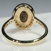 Natural Australian Black Crystal  Opal and Diamond Gold Ring - Size 7.5 Code - GR786