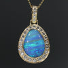Blue Opal 18k Gold Pendant and Diamonds
