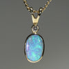 18k Gold Natural Opal and Diamond Pendant