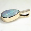 Natural  Australian Boulder Opal and Diamond Gold Pendant (14mm x 9mm) Code -GPA135