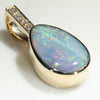 Natural  Australian Boulder Opal and Diamond Gold Pendant (14mm x 9mm) Code -GPA135