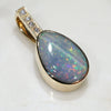 Natural  Australian Boulder Opal and Diamond Gold Pendant (14mm x 9mm) Code -GPA135