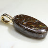 Natural Opalizied Wood Fossil and Diamond Gold Pendant (18mm x 10mm) Code-GPA59