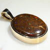 Australian Boulder Opal Matrix and Diamond  Gold Pendant Code -GPA143