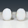 Natural Australian Solid White Opal Silver Studs