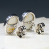 Natural Australian White  Opal  Silver Stud Earring (11mm x 8mm) Code -SE289