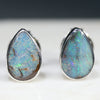 opal silver stud earrings