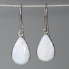 Natural Australian Solid White Opal Silver Drops