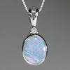 Natural Australian Solid Boulder Opal Silver and  Diamond Pendant
