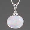 Natural Australian Boulder Opal and Diamond Silver Pendant with Silver Chain Code -SD144