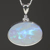 Solid Opal- Natural Diamond-Sterling Silver