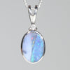 Natural Australian Boulder Opal and Diamond Silver Pendant with Silver Chain Code -SD141