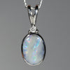 natural Australian Boulder Opal and Diamond Pendant in Silver