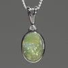 Natural Australian Boulder Opal Silver and Diamond Pendant