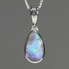 Natural Australian Boulder Opal and Diamond Silver Pendant with Silver Chain Code -SD129