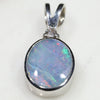 Natural Australian Boulder Opal and Diamond Silver Pendant with Silver Chain (9mm x 7mm)  Code -SD135