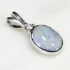 Natural Australian Boulder Opal and Diamond Silver Pendant with Silver Chain (9mm x 6mm)  Code -SD133