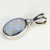 Natural Boulder Opal and Diamond Silver Pendant
