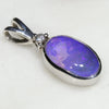 Natural Australian Boulder Opal and Diamond Silver Pendant with Silver Chain Code -SD130