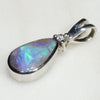 Natural Australian Boulder Opal and Diamond Silver Pendant with Silver Chain Code -SD129