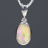 Natural Australian Boulder Opal Diamond and Silver Pendant