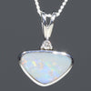 Natural Australian Opal and Diamond Silver Pendant with Silver Chain Code -SD142