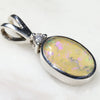 Sterling Silver - Solid Boulder Opal - Natural Diamond